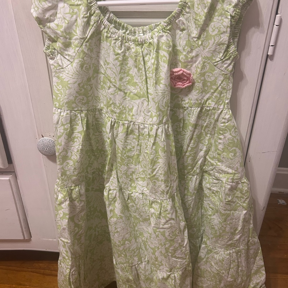Green and Pink Kids Casual Dress
